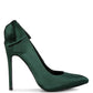 Green Satin Stiletto Pump Sandals