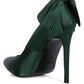 Green Satin Stiletto Pump Sandals