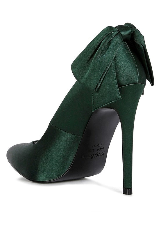 Green Satin Stiletto Pump Sandals