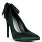 Green Satin Stiletto Pump Sandals