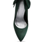 Green Satin Stiletto Pump Sandals