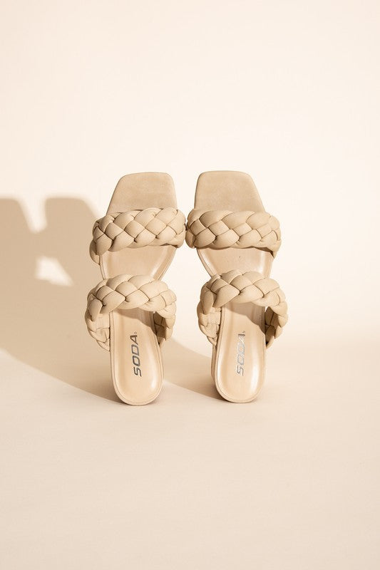 Buggy Braided Strap Mule Heels