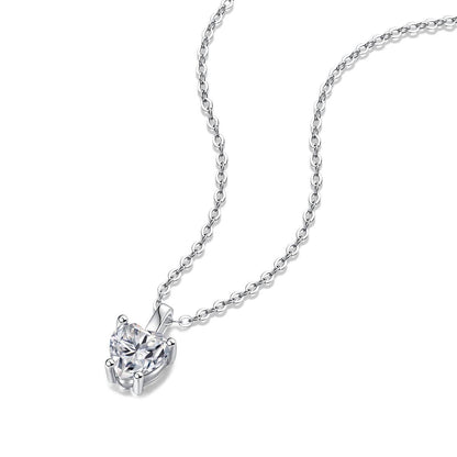 Heart-Shaped Sterling Silver Moissanite Pendant Necklace