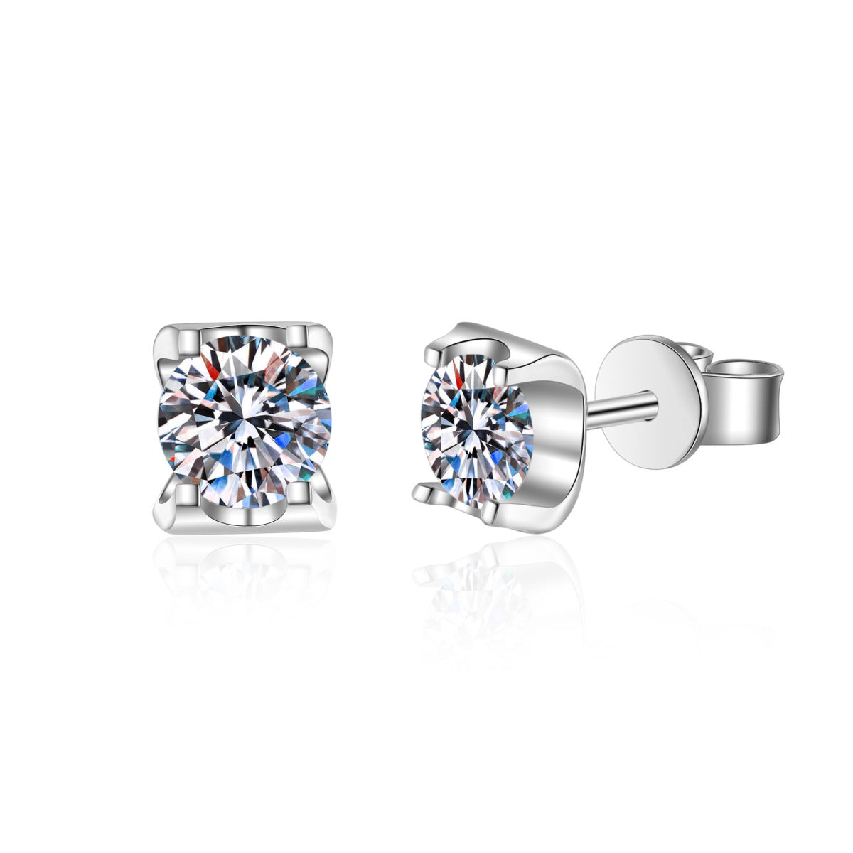 Sterling Silver Ox-Head Shaped Moissanite Stud Earrings