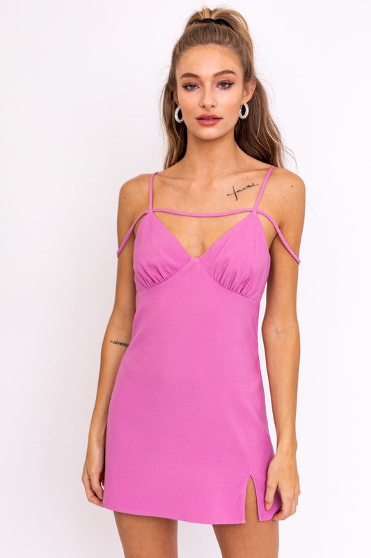 Seasonal Love Strap Detailed Mini Dress - Arundel Fashion