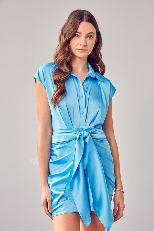 Heavenly Sweet Button Up Tie Dress - Arundel Fashion