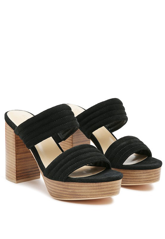 Rag&Co Mille Suede Slip-On Block Heeled Sandal