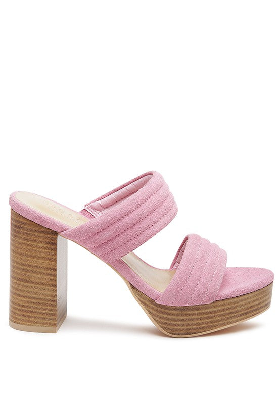 Rag&Co Mille Suede Slip-On Block Heeled Sandal