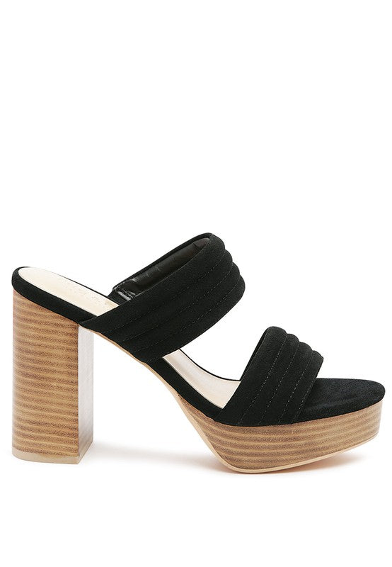 Rag&Co Mille Suede Slip-On Block Heeled Sandal