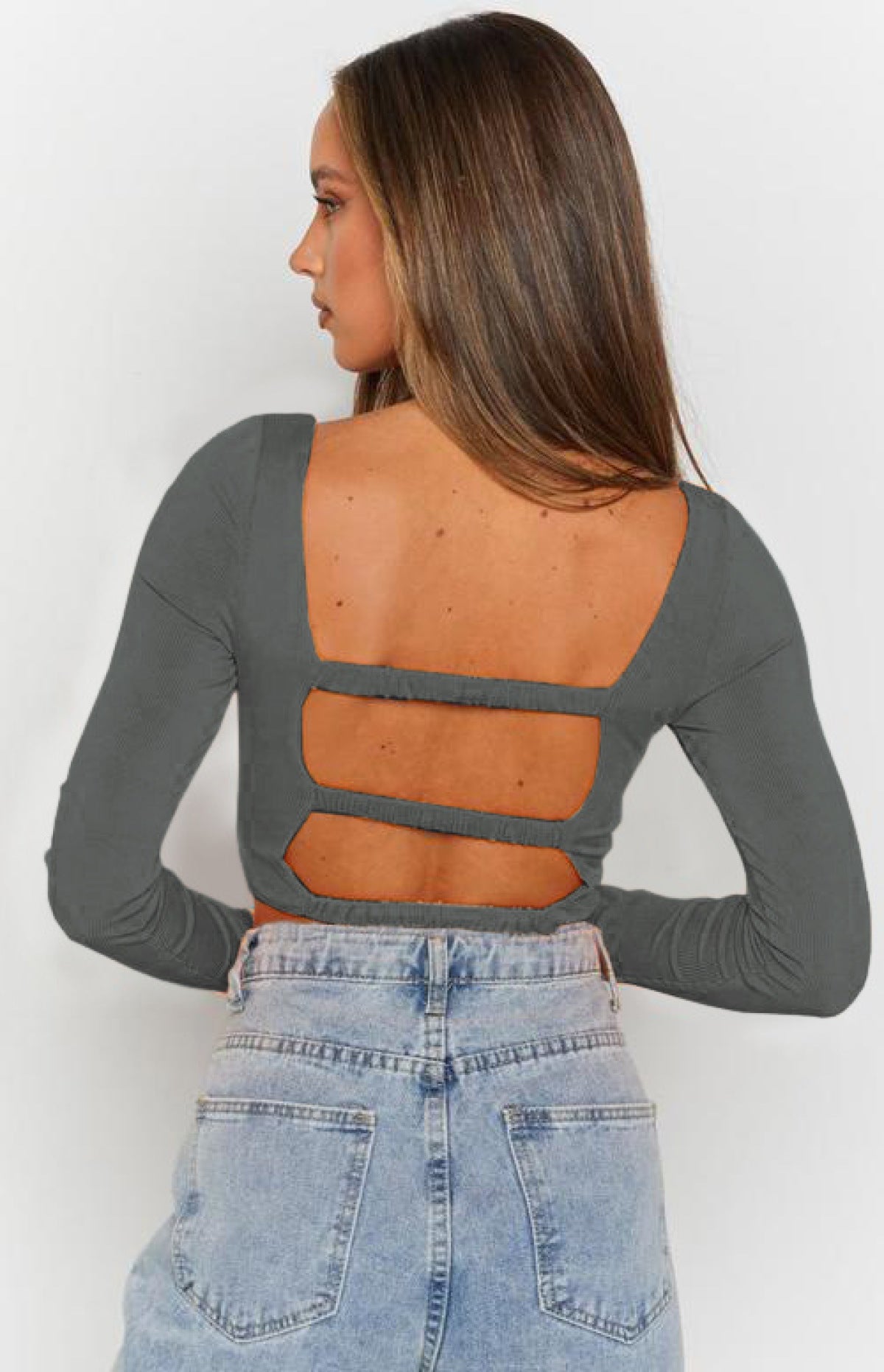 Solid Cut Out Drawstring Crop Top