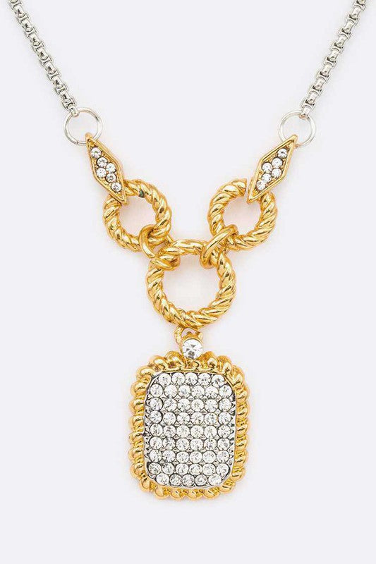 Two Toned Square Pendant Necklace - Arundel Fashion