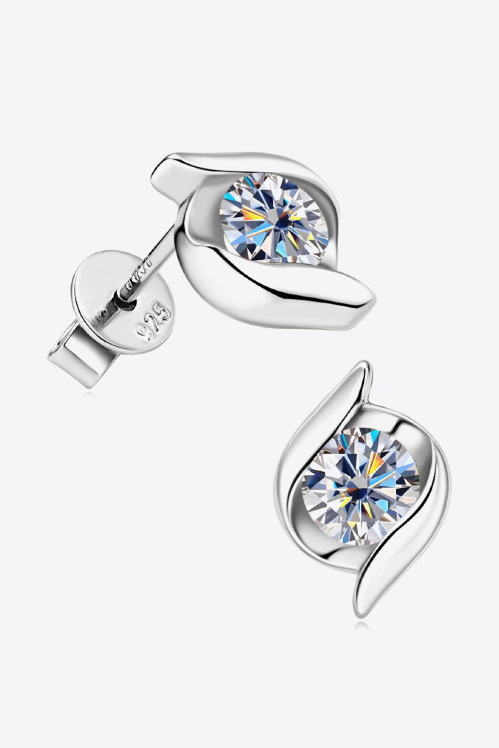 1 Carat Moissanite Sterling Silver Stud Earrings