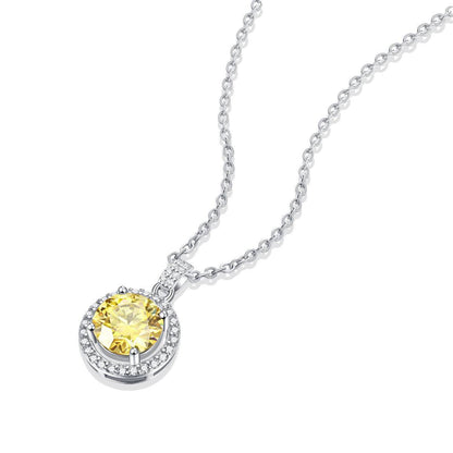 Round-Shaped Sterling Silver Moissanite Pendant Necklace