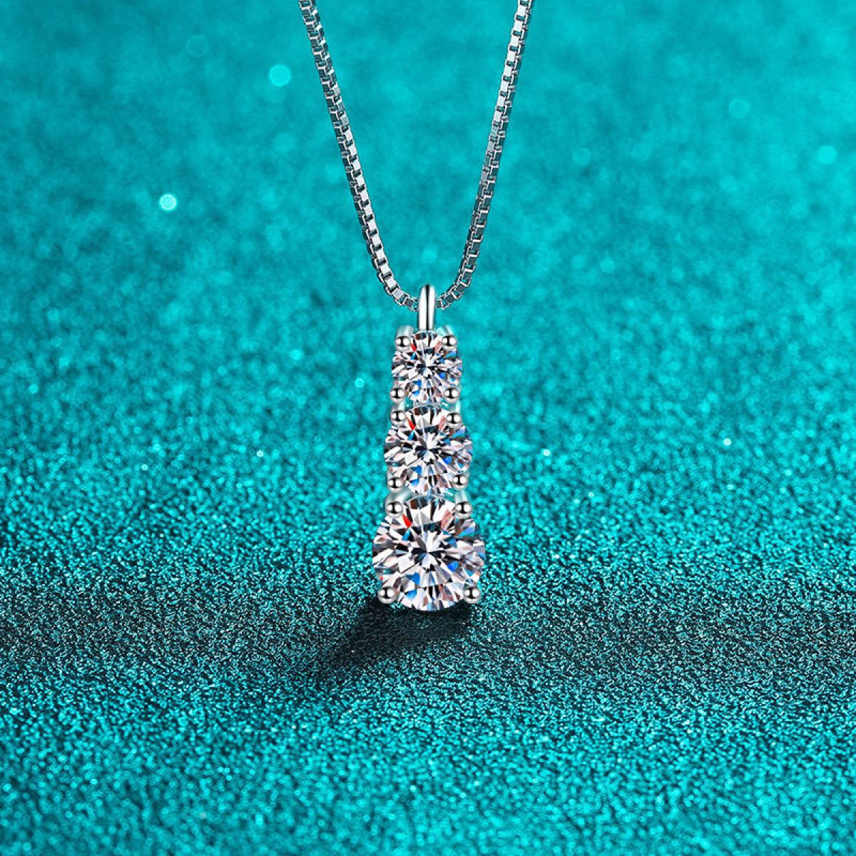 Sterling Silver Three Moissanite Necklace