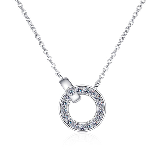 Sterling Silver Moissanite Circle Pendant Necklace