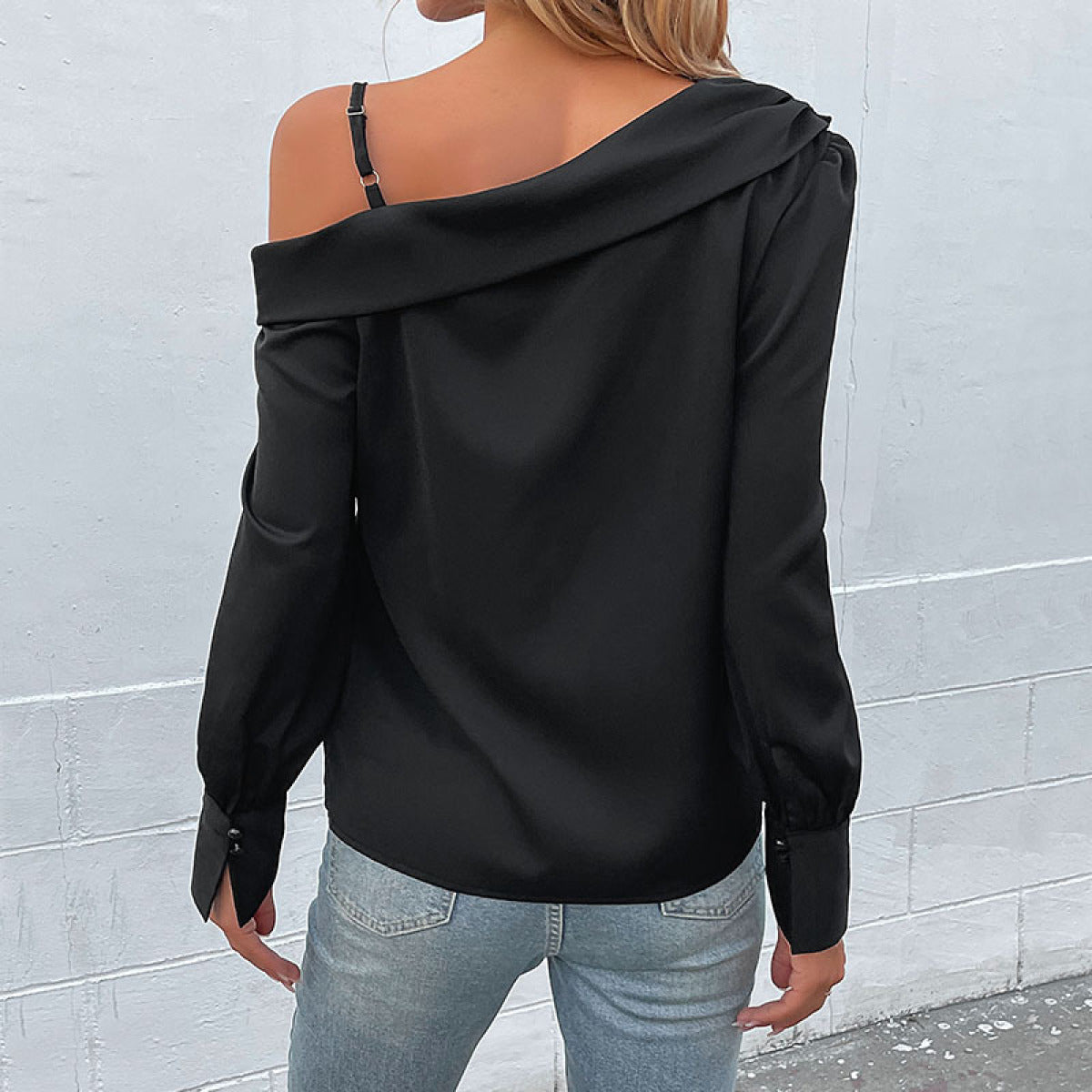 Cold-Shoulder Adjustable Strap Blouse