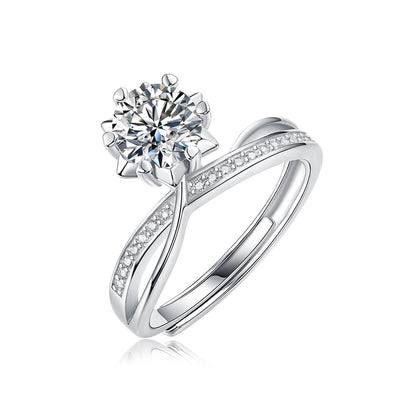 Crown-Shaped Sterling Silver Moissanite Ring