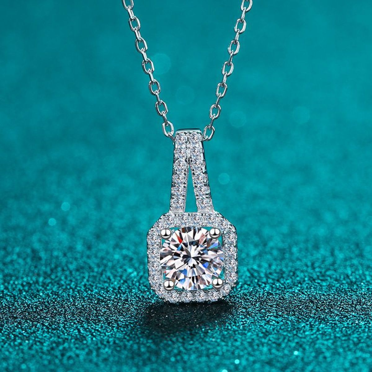 Sterling Silver Octagon-Shaped Moissanite Necklace