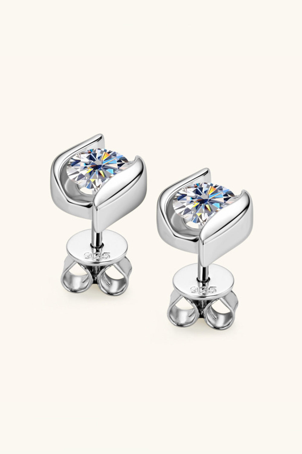 1 Carat Moissanite Sterling Silver Stud Earrings