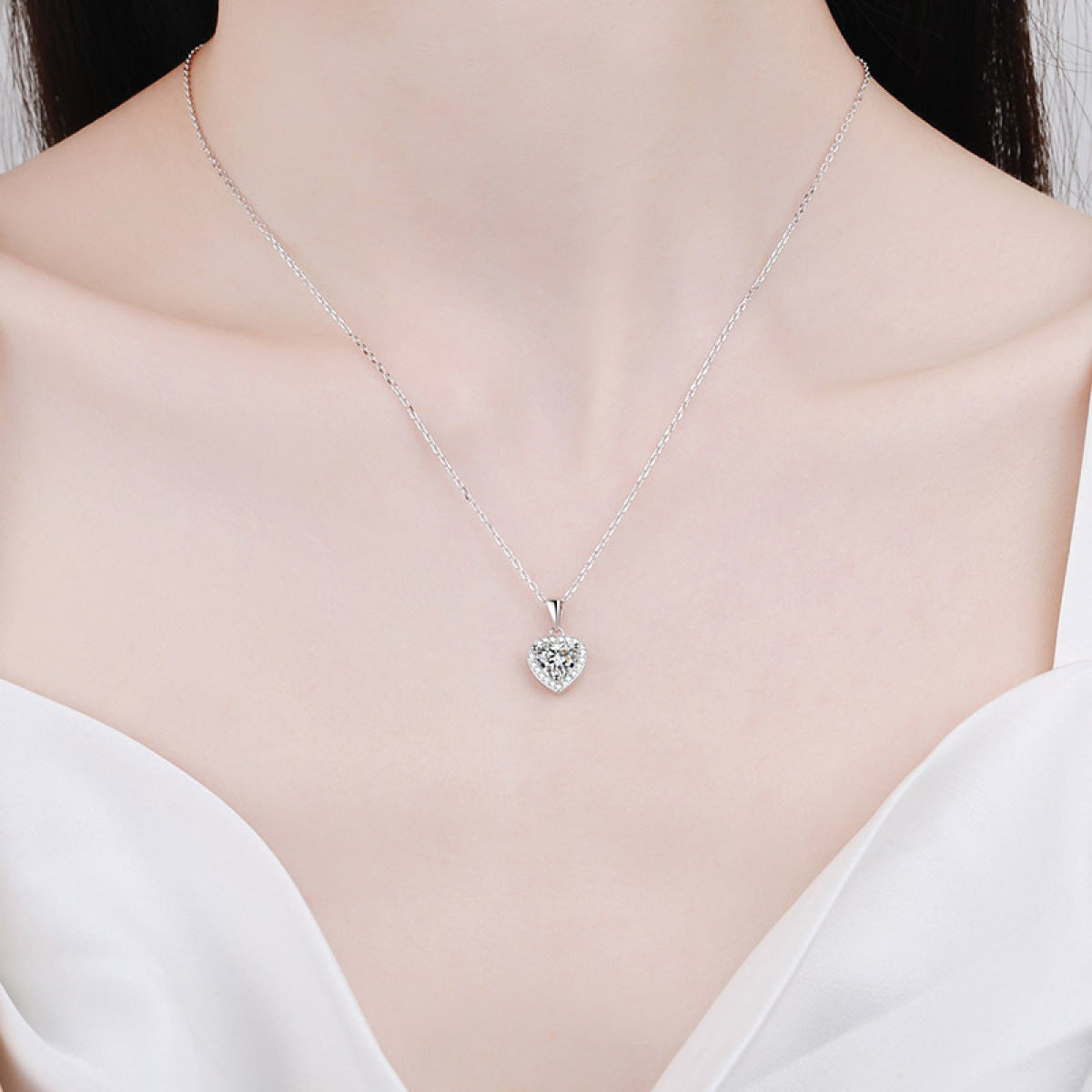 Sterling Silver Moissanite Love Necklace