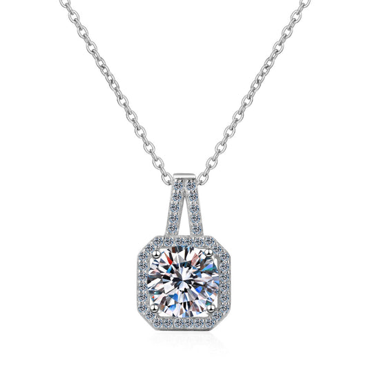 Sterling Silver Octagon-Shaped Moissanite Necklace