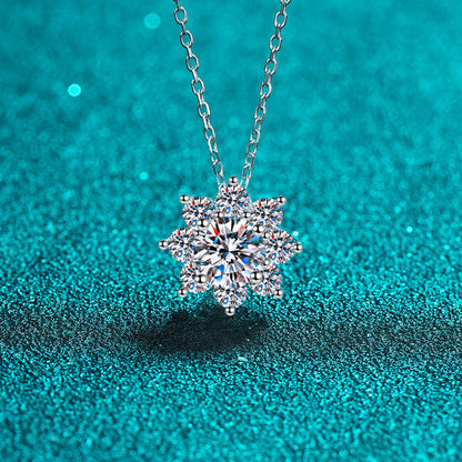 Sterling Silver Sun Flower Moissanite Necklace