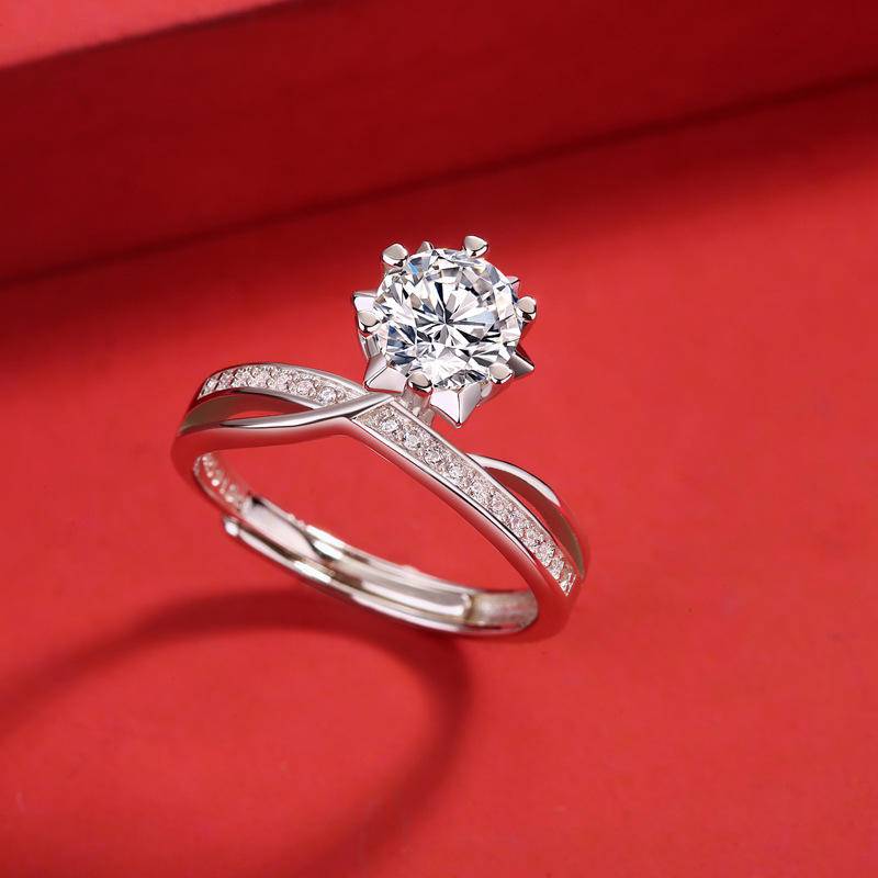 Crown-Shaped Sterling Silver Moissanite Ring