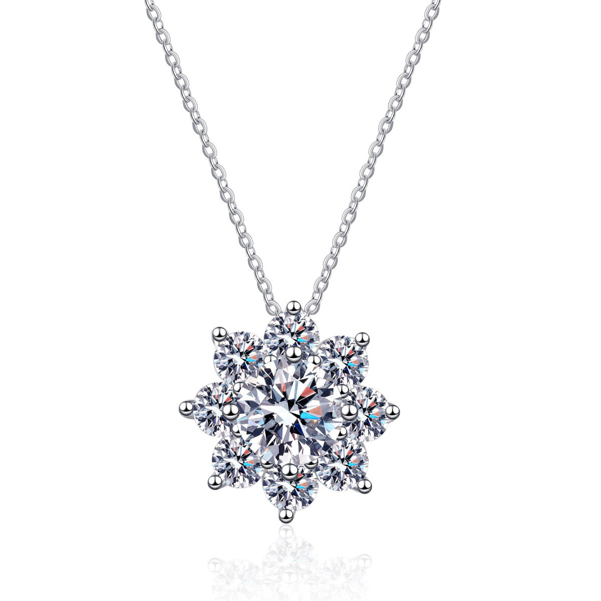 Sterling Silver Sun Flower Moissanite Necklace