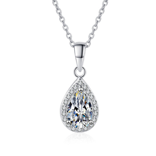 Sterling Silver Pear-Shaped Moissanite Necklace