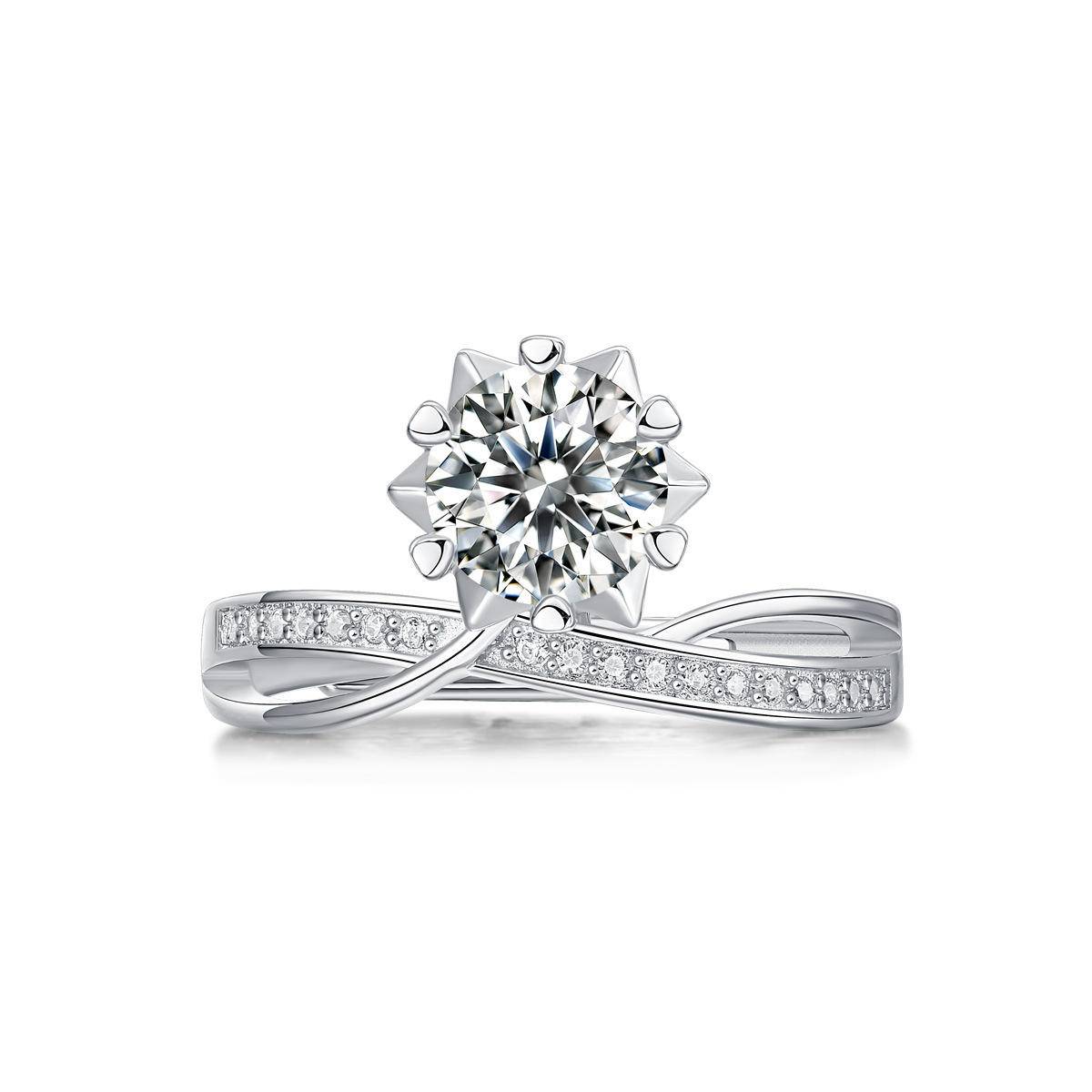 Crown-Shaped Sterling Silver Moissanite Ring