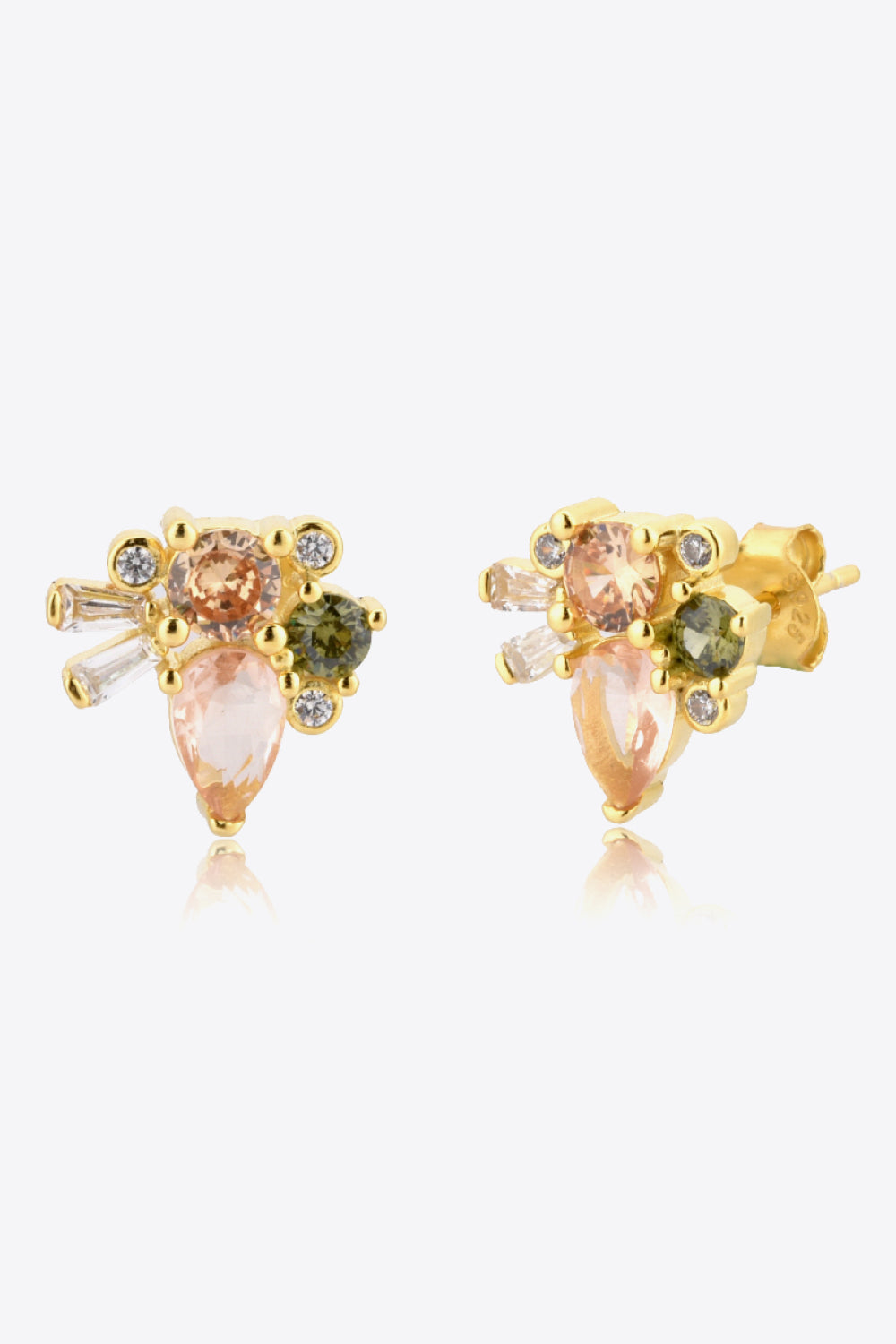 Zircon Decor Sterling Silver Stud Earrings