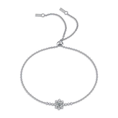 Sterling Silver Snowflake-Shaped Moissanite Charm Bracelet