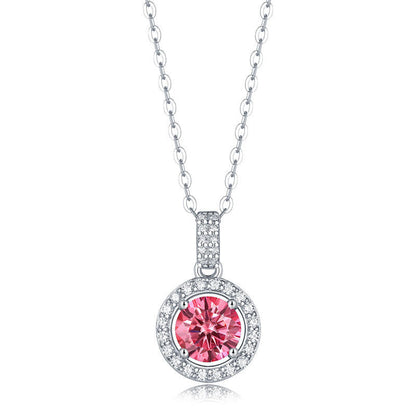 Sterling Silver Round-Shaped Moissanite Pendant Necklace