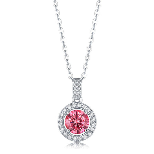 Sterling Silver Round-Shaped Moissanite Pendant Necklace