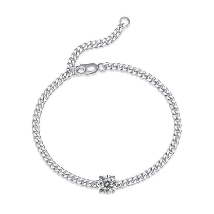 Round Sterling Silver Moissanite Charm Bracelet