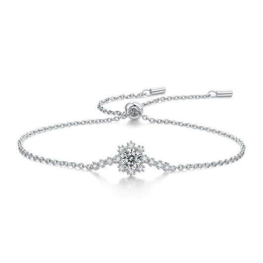 Sterling Silver Snowflake-Shaped Moissanite Charm Bracelet