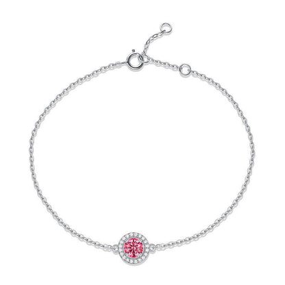 Round-Shaped Sterling Silver Moissanite Charm Bracelet