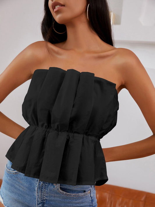 Fold Pleat Tube Peplum Top