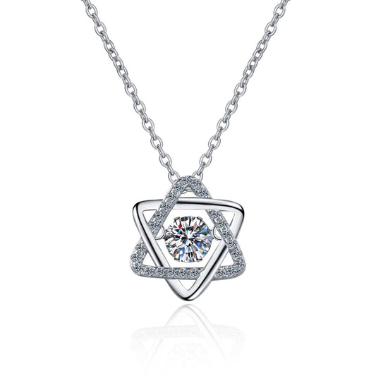 Silver Smart Hexagram Moissanite Necklace