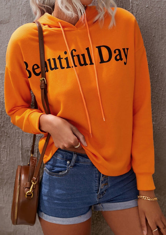 Beautiful Day Letters Graphic Hoodie