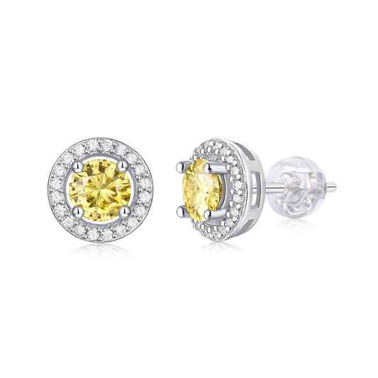 Sterling Silver Round-Shaped Moissanite Stud Earrings