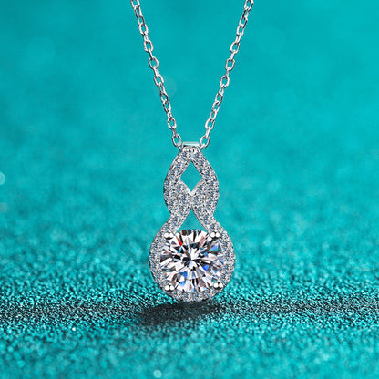 Sterling Silver Moissanite Pendant Gourd Necklace