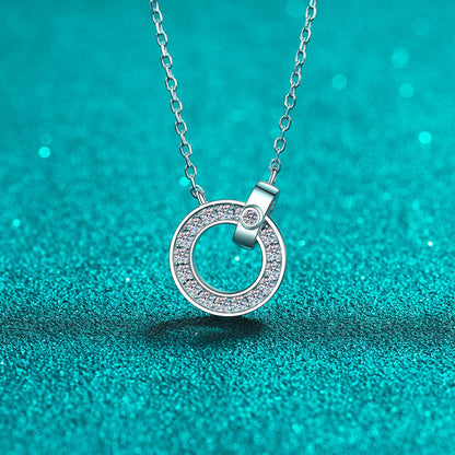 Sterling Silver Moissanite Circle Pendant Necklace