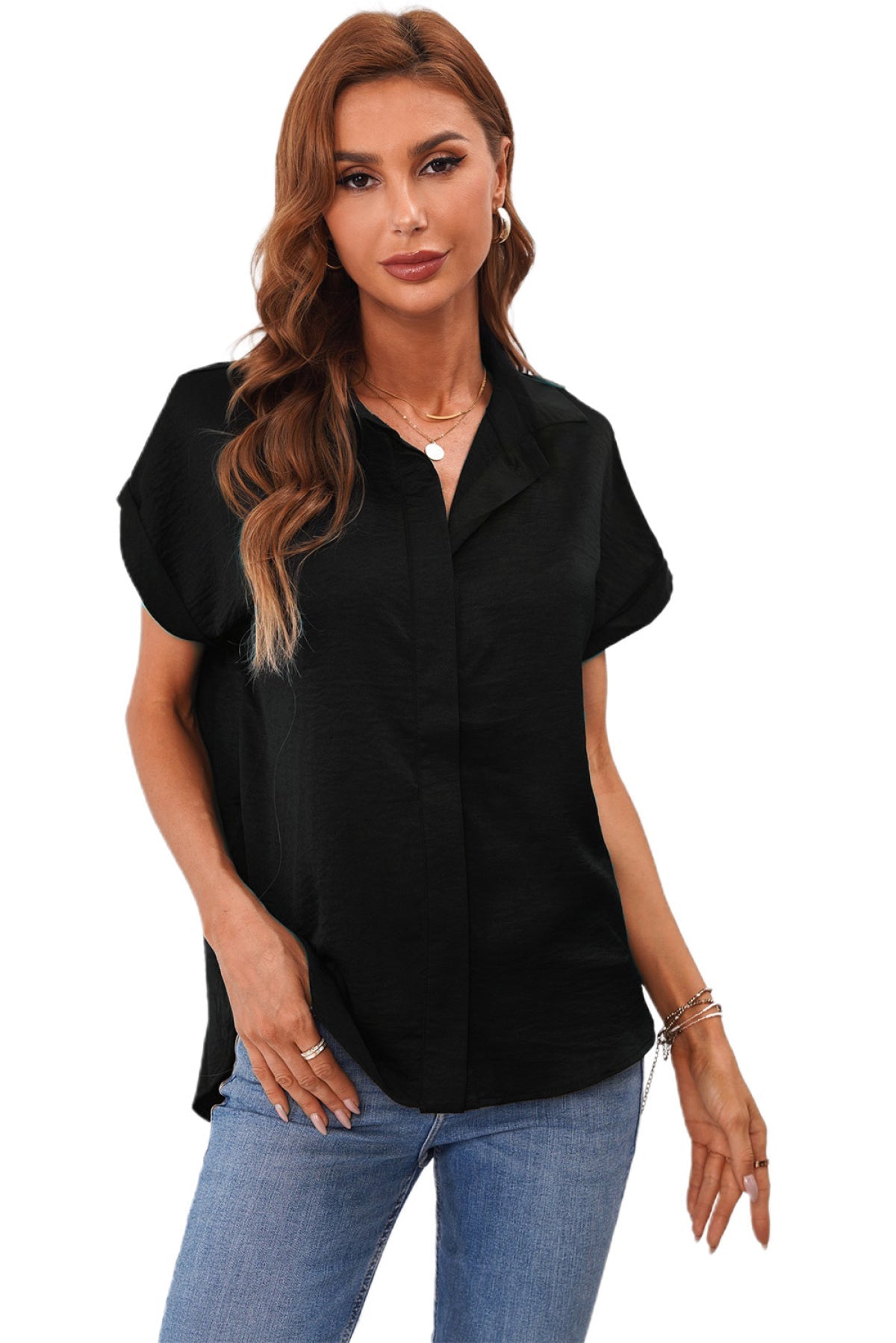 Collared Button Short Sleeves Shirt