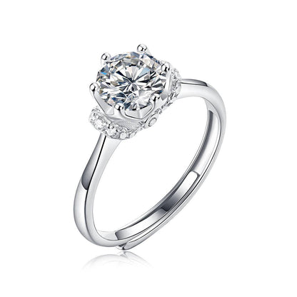 Sterling Silver Moissanite 6 Prong Ring