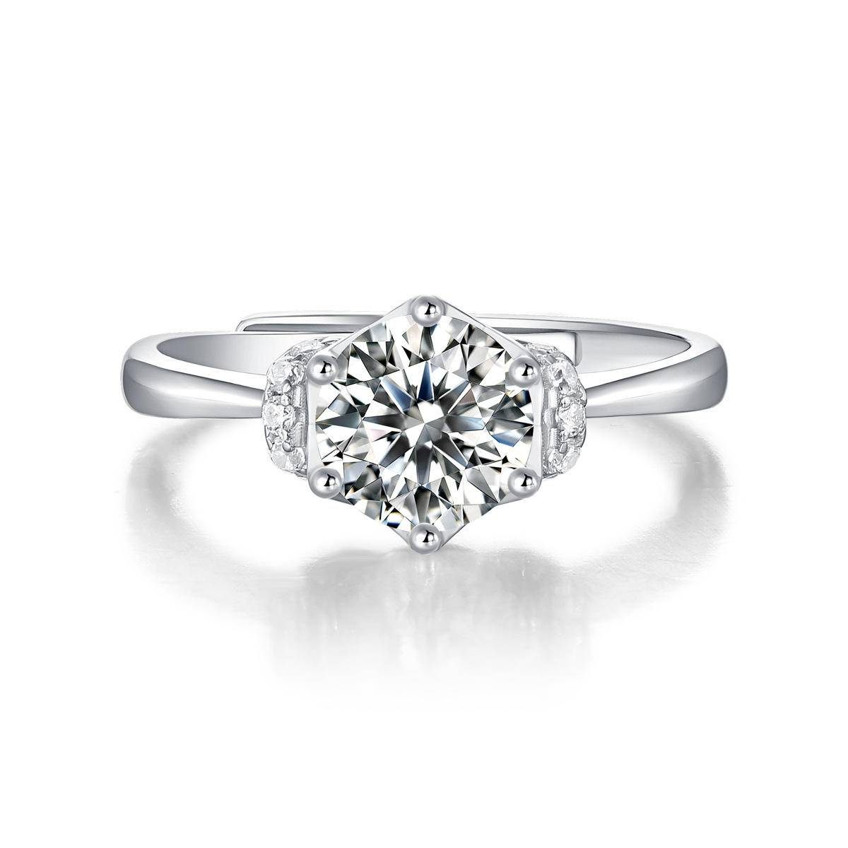 Sterling Silver Moissanite 6 Prong Ring