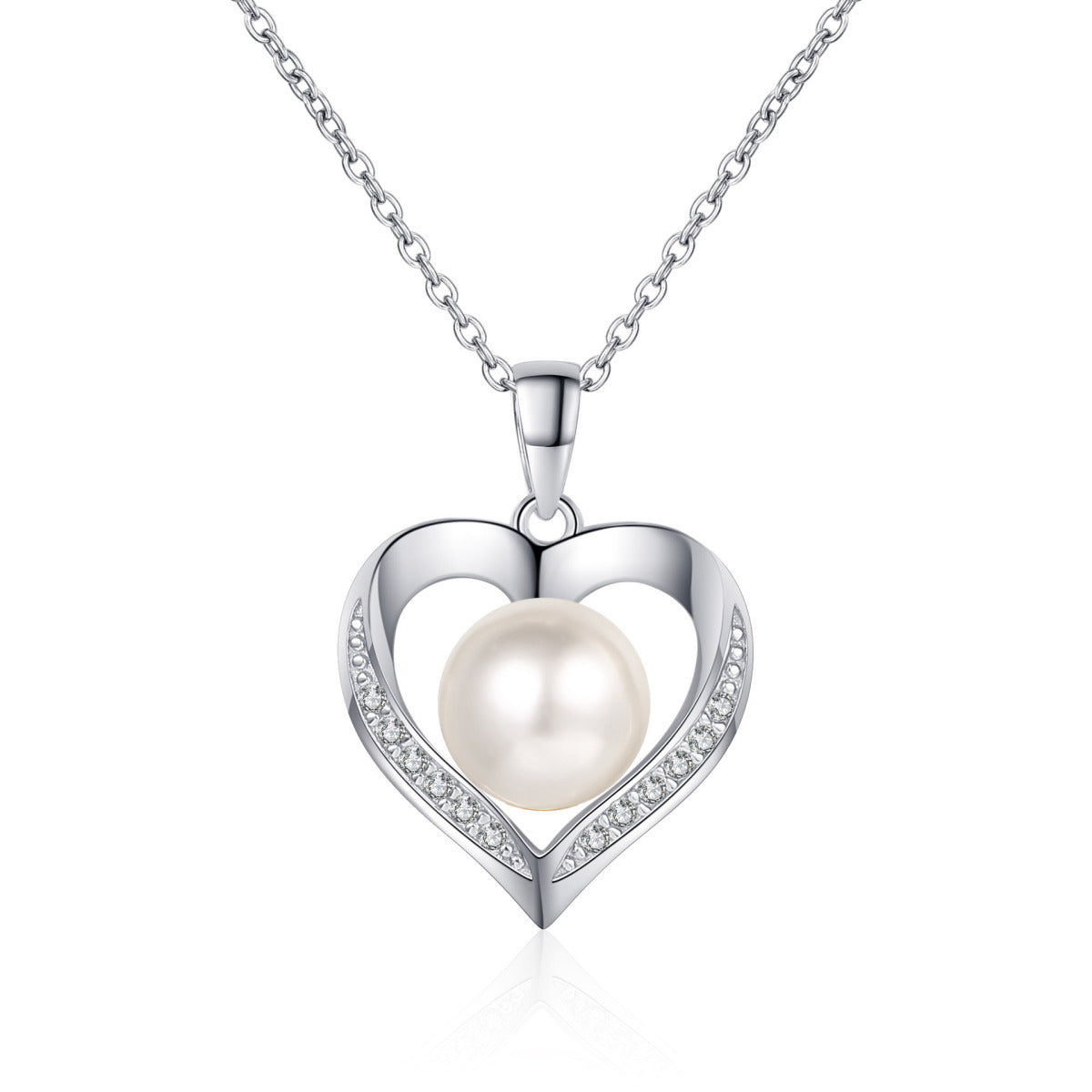 Sterling Silver Moissanite Fresh Water Pearl Necklace