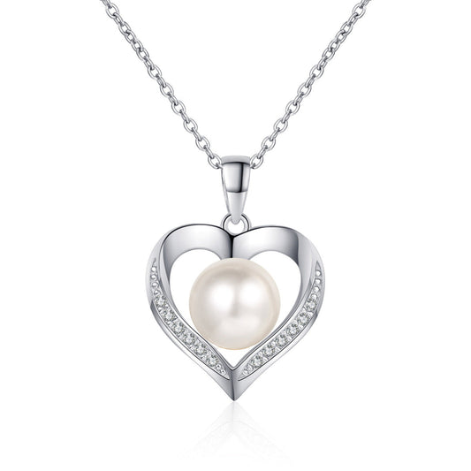 Sterling Silver Moissanite Fresh Water Pearl Necklace