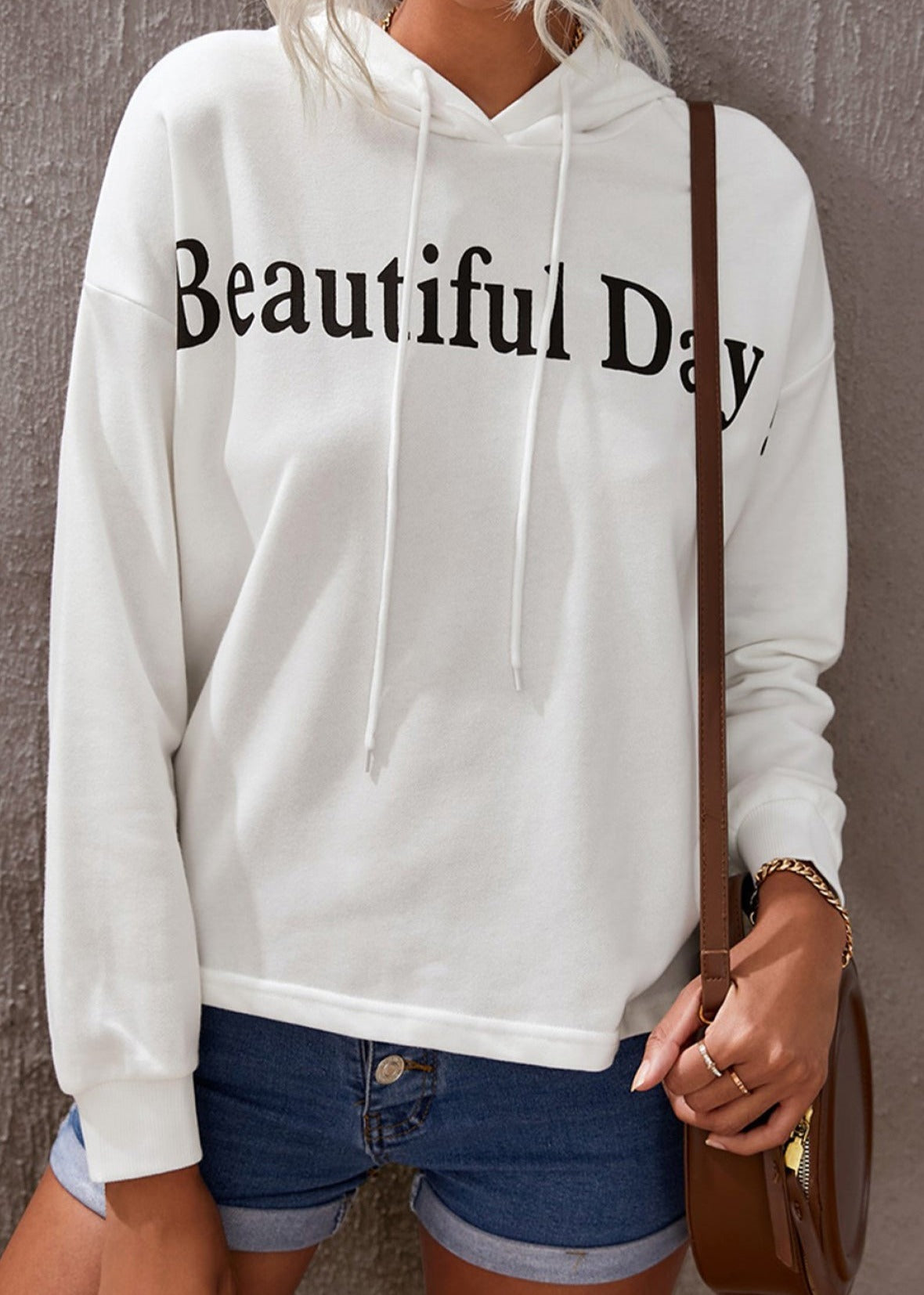 Beautiful Day Letters Graphic Hoodie