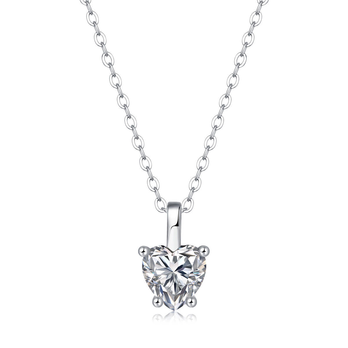 Heart-Shaped Sterling Silver Moissanite Pendant Necklace